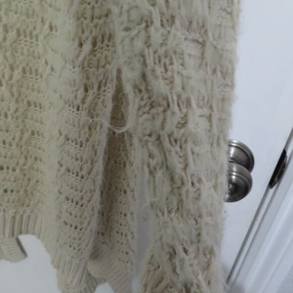Sleeping on Snow Womens L Beige Wool Mohair Blend Knit Open Front Hood Cardigan - Picture 4 of 7